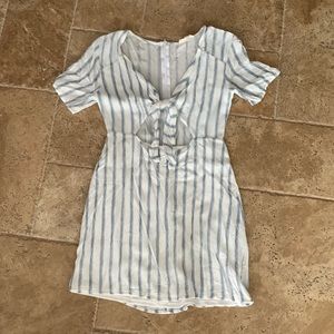 Blue and white stripped dress with tie in front